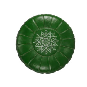 Green Leather Moroccan Pouf