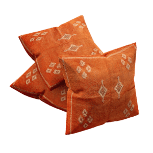 Moroccan Cactus Silk Pillow Orange cover