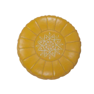 Moroccan Leather yellow pouf