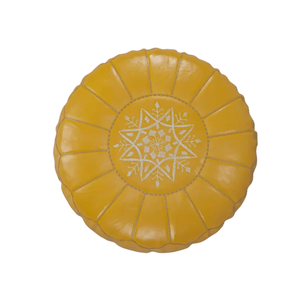 Moroccan Leather yellow pouf