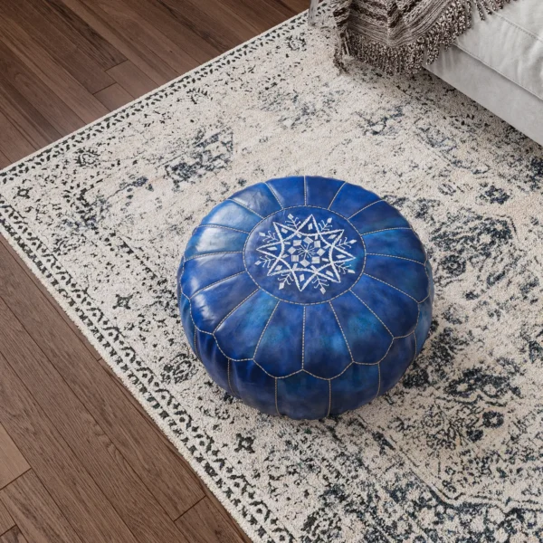 Traditional Navy Blue Moroccan Pouf